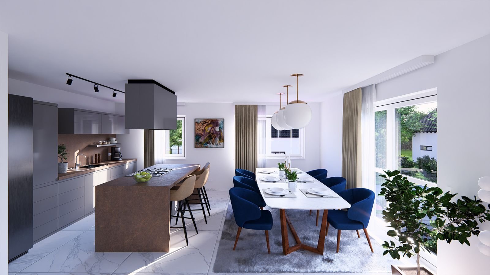 Ansicht Küche/Esszimmer Wohneinheit 3